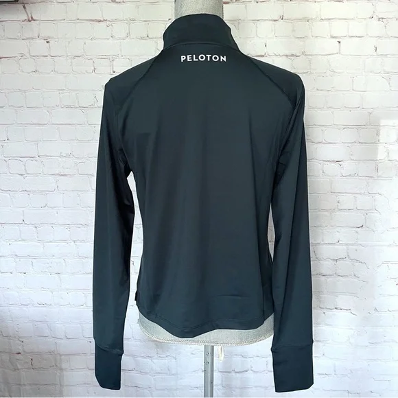 PELOTON Teal Fitted Cropped Zip-up Long Sleeve Warm Up Exercise Shirt - Picture 6 of 10